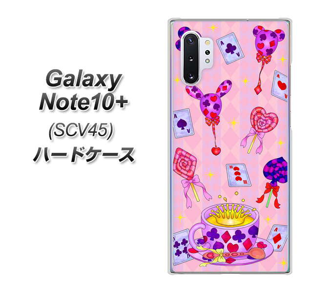 au ギャラクシー ノート10+ SCV45 高画質仕上げ 背面印刷 ハードケース【AG817 トランプティー（ピンク）】