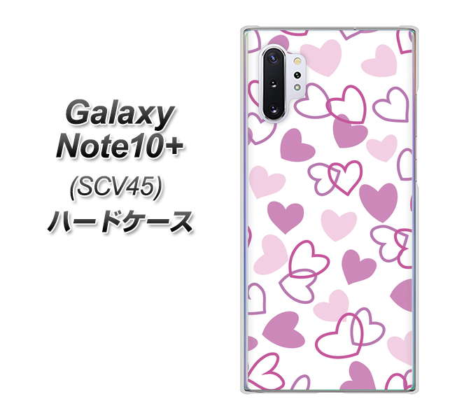 au ギャラクシー ノート10+ SCV45 高画質仕上げ 背面印刷 ハードケース【VA928 ハートがいっぱい パープル】