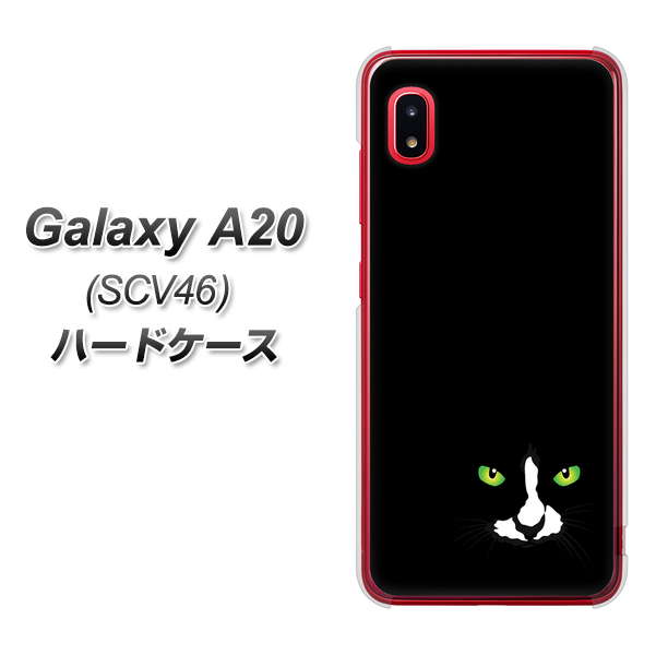 au ギャラクシー A20 SCV46 高画質仕上げ 背面印刷 ハードケース【398 黒ネコ】