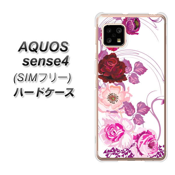 SIMフリー アクオスセンス4 高画質仕上げ 背面印刷 ハードケース【116 ６月のバラ】