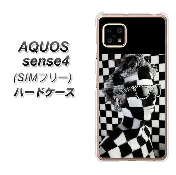 SIMフリー アクオスセンス4 高画質仕上げ 背面印刷 ハードケース【357 bk&wh】