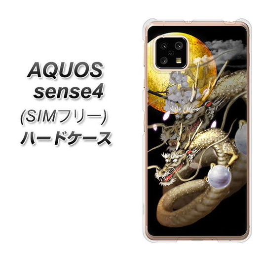 SIMフリー アクオスセンス4 高画質仕上げ 背面印刷 ハードケース【1003 月と龍】