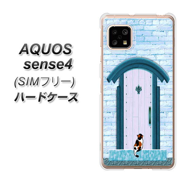 SIMフリー アクオスセンス4 高画質仕上げ 背面印刷 ハードケース【YA953 石ドア03 素材クリア】