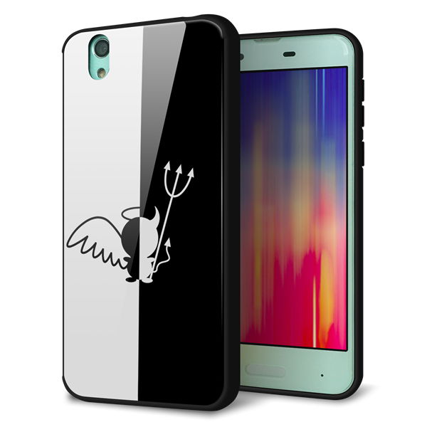au アクオス センス SHV40 強化ガラス＆TPUスマホケース ガラプリ【027 ハーフデビット】