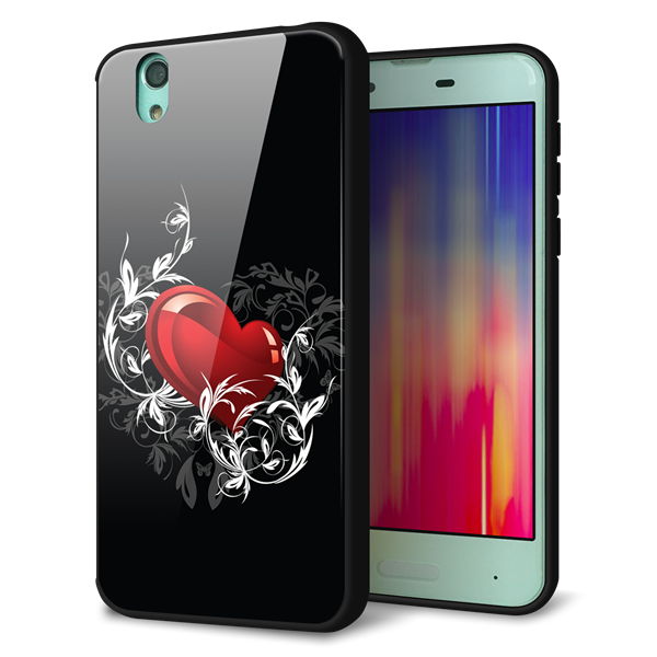 docomo アクオス センス SH-01K 強化ガラス＆TPUスマホケース ガラプリ【032 クリスタルハート】