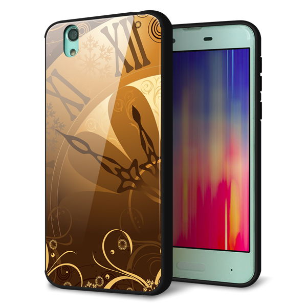 docomo アクオス センス SH-01K 強化ガラス＆TPUスマホケース ガラプリ【185 時を刻む針】