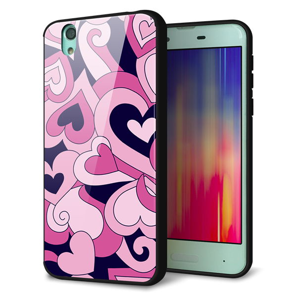 docomo アクオス センス SH-01K 強化ガラス＆TPUスマホケース ガラプリ【223 ハートの調べ】