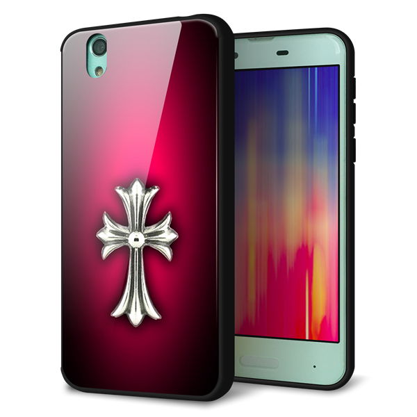 docomo アクオス センス SH-01K 強化ガラス＆TPUスマホケース ガラプリ【249 クロスレッド】