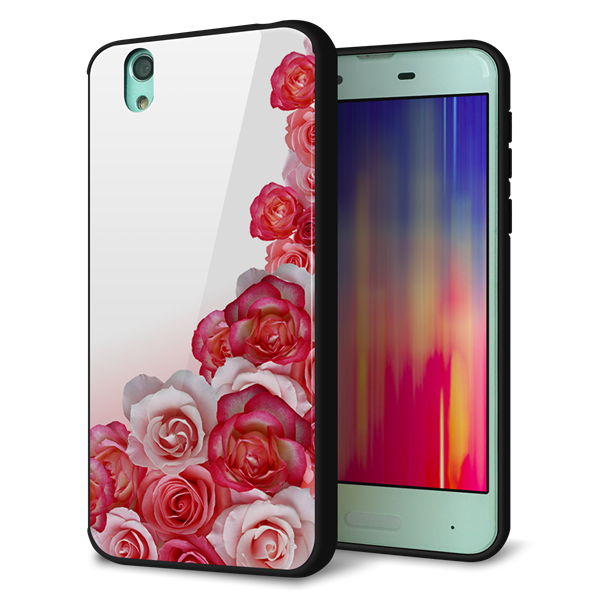 au アクオス センス SHV40 強化ガラス＆TPUスマホケース ガラプリ【299 薔薇の壁】