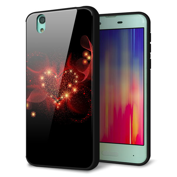 docomo アクオス センス SH-01K 強化ガラス＆TPUスマホケース ガラプリ【382 ハートの創生】