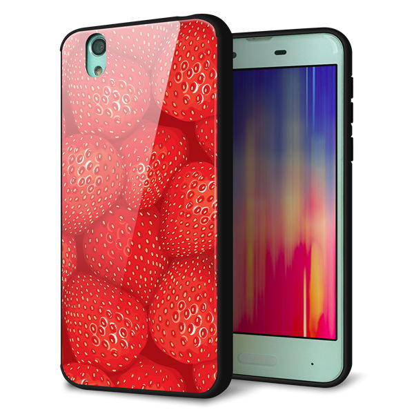 docomo アクオス センス SH-01K 強化ガラス＆TPUスマホケース ガラプリ【444 ストロベリーウォール】