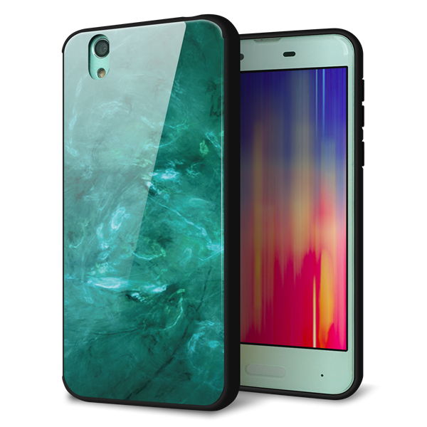 docomo アクオス センス SH-01K 強化ガラス＆TPUスマホケース ガラプリ【KM869 大理石GR】