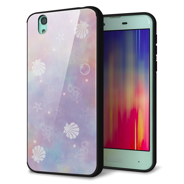 docomo アクオス センス SH-01K 強化ガラス＆TPUスマホケース ガラプリ【KM883 シェル柄】