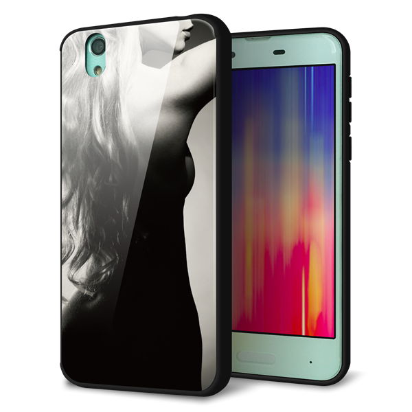 docomo アクオス センス SH-01K 強化ガラス＆TPUスマホケース ガラプリ【KM890 バックスタイル】