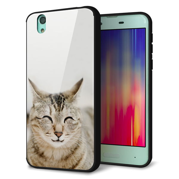 docomo アクオス センス SH-01K 強化ガラス＆TPUスマホケース ガラプリ【VA801 笑福ねこ】