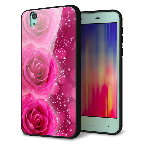 docomo アクオス センス SH-01K 強化ガラス＆TPUスマホケース ガラプリ【VA815 3連のバラ】