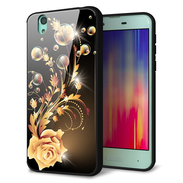 docomo アクオス センス SH-01K 強化ガラス＆TPUスマホケース ガラプリ【VA823 気高きバラ】