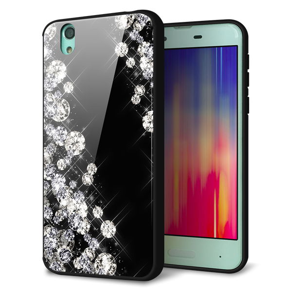 docomo アクオス センス SH-01K 強化ガラス＆TPUスマホケース ガラプリ【VA871 ダイヤモンドフレーム】