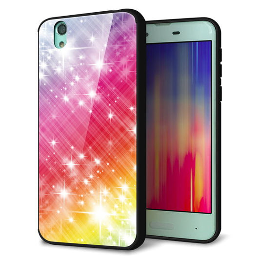 docomo アクオス センス SH-01K 強化ガラス＆TPUスマホケース ガラプリ【VA872 レインボーフレーム】