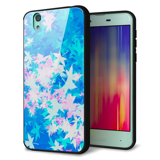 docomo アクオス センス SH-01K 強化ガラス＆TPUスマホケース ガラプリ【YJ290 デザインもみじ】