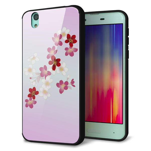 docomo アクオス センス SH-01K 強化ガラス＆TPUスマホケース ガラプリ【YJ320 桜 和】