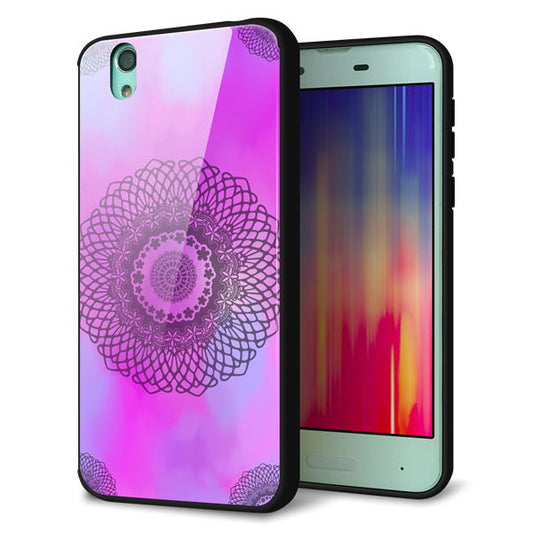 docomo アクオス センス SH-01K 強化ガラス＆TPUスマホケース ガラプリ【YJ344 レース】