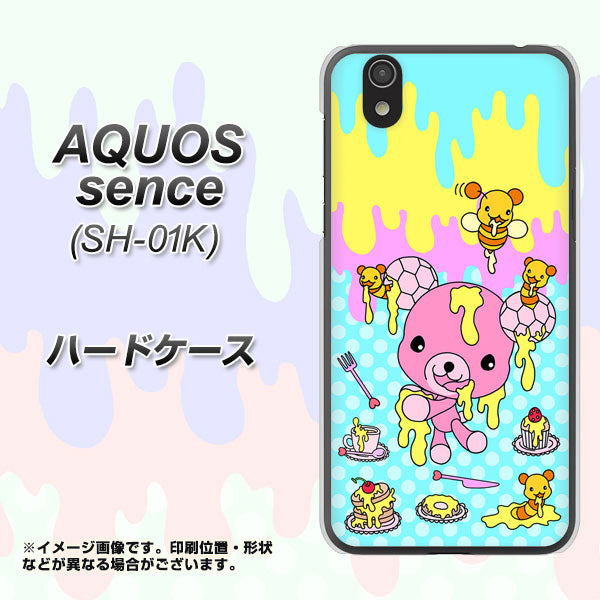 docomo アクオス センス SH-01K 高画質仕上げ 背面印刷 ハードケース【AG821 ハニベア（水玉水色）】