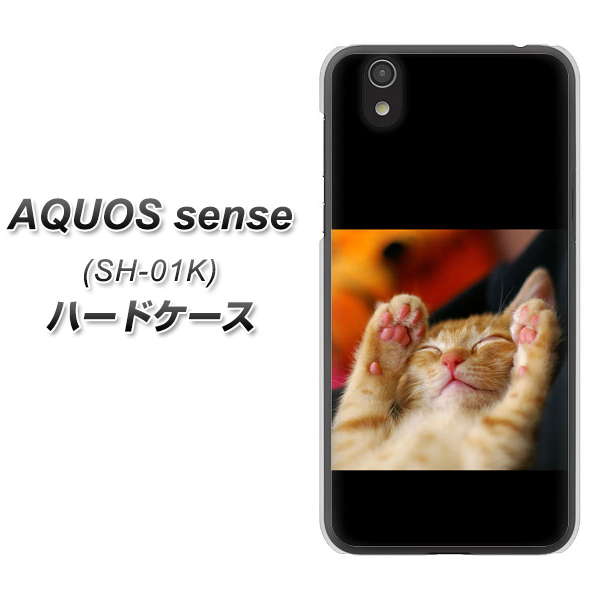 docomo アクオス センス SH-01K 高画質仕上げ 背面印刷 ハードケース【VA804 爆睡するネコ】
