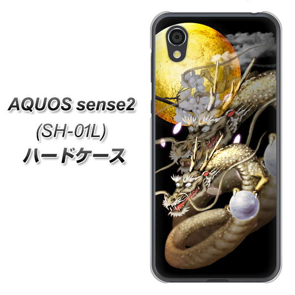 docomo アクオスセンス2 SH-01L 高画質仕上げ 背面印刷 ハードケース【1003 月と龍】