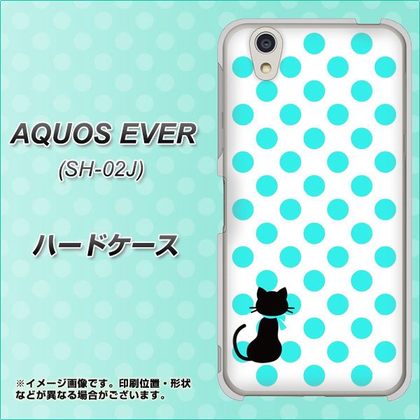 docomo アクオスエバー SH-02J 高画質仕上げ 背面印刷 ハードケース【EK809 ネコとシンプル ライトブルー】