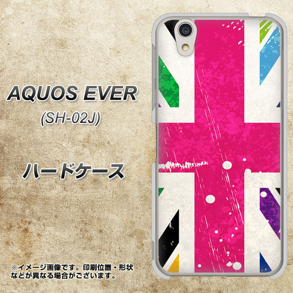 docomo アクオスエバー SH-02J 高画質仕上げ 背面印刷 ハードケース【SC806 ユニオンジャック ピンクビンテージ】