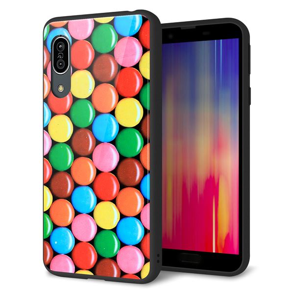 docomo アクオス センス3 SH-02M 強化ガラス＆TPUスマホケース ガラプリ【448 マーブルチョコ】
