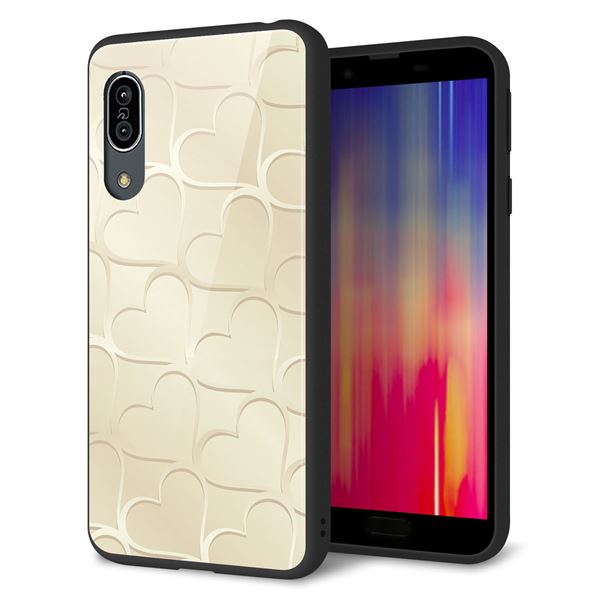 docomo アクオス センス3 SH-02M 強化ガラス＆TPUスマホケース ガラプリ【630 かくれハート】