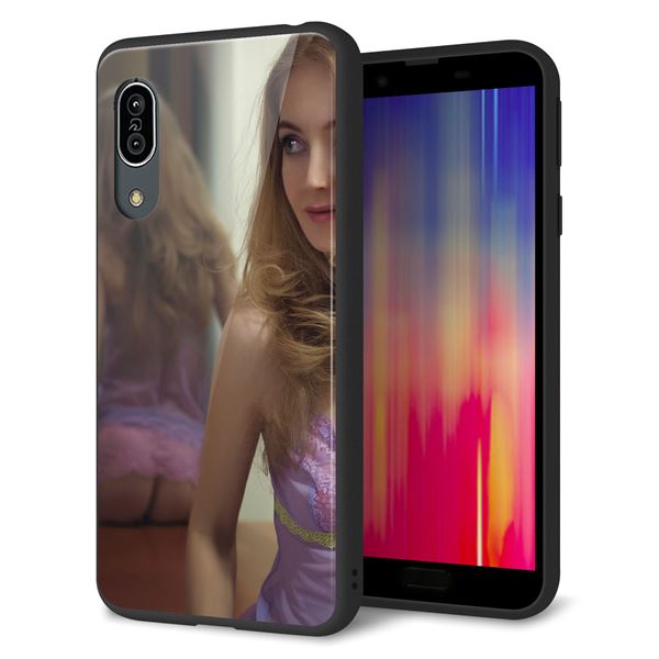 docomo アクオス センス3 SH-02M 強化ガラス＆TPUスマホケース ガラプリ【KM886 ミラー】