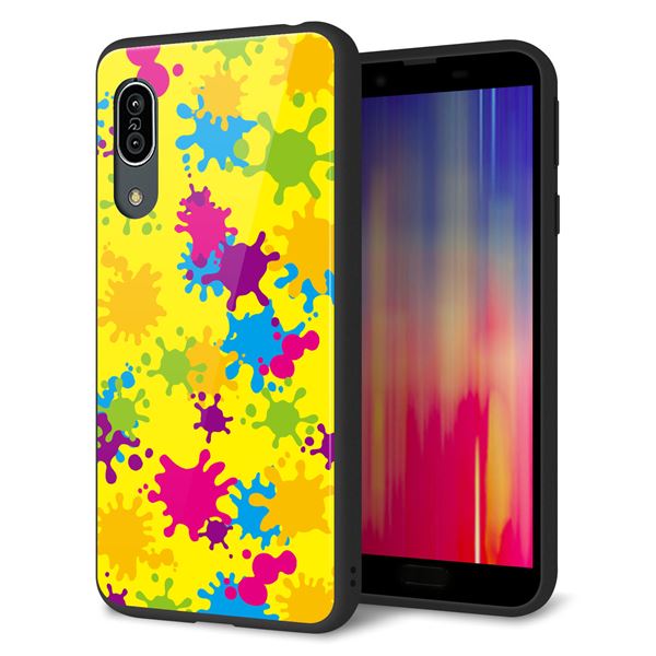 docomo アクオス センス3 SH-02M 強化ガラス＆TPUスマホケース ガラプリ【MA879 ペイントイエロー】