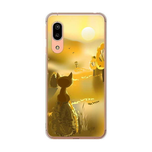AQUOS sense3 SH-02M docomo 高画質仕上げ 背面印刷 ハードケース 【400 たそがれの猫】