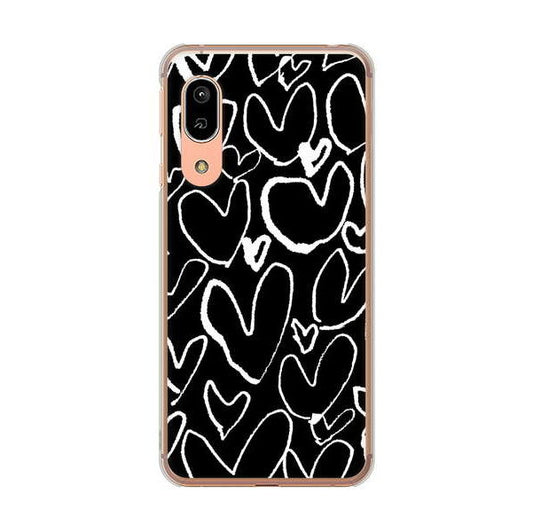 AQUOS sense3 SH-02M docomo 高画質仕上げ 背面印刷 ハードケース 【1124 ハート BK＆WH】