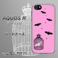 docomo アクオスR SH-03J 高画質仕上げ 背面印刷 ハードケース【AG808 こうもりの王冠鳥かご（ピンク×黒）】