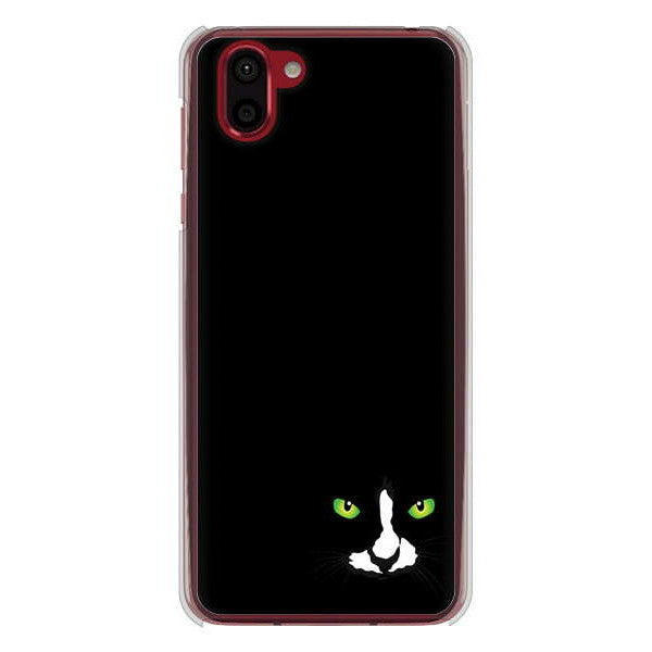 AQUOS R2 SH-03K docomo 高画質仕上げ 背面印刷 ハードケース 【398 黒ネコ】