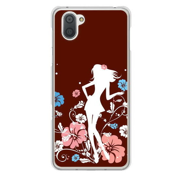 AQUOS R3 SH-04L docomo 高画質仕上げ 背面印刷 ハードケース 【110 ハイビスカスと少女】