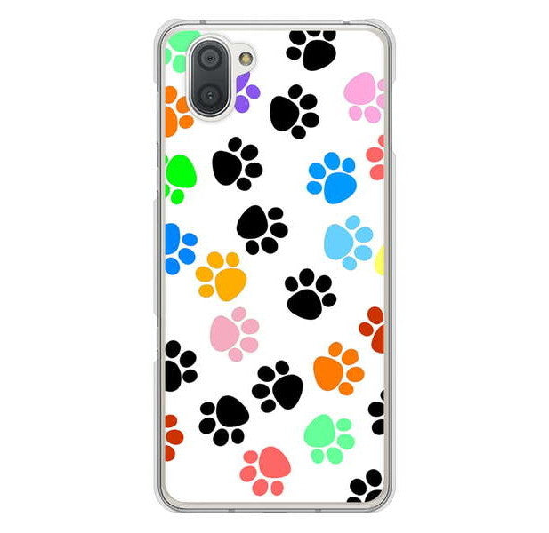 AQUOS R3 SH-04L docomo 高画質仕上げ 背面印刷 ハードケース 【1108 あしあとカラフル】