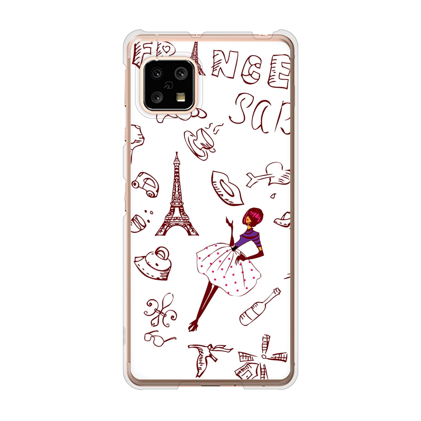 AQUOS sense4 SH-41A docomo 高画質仕上げ 背面印刷 ハードケース LOVE フランス