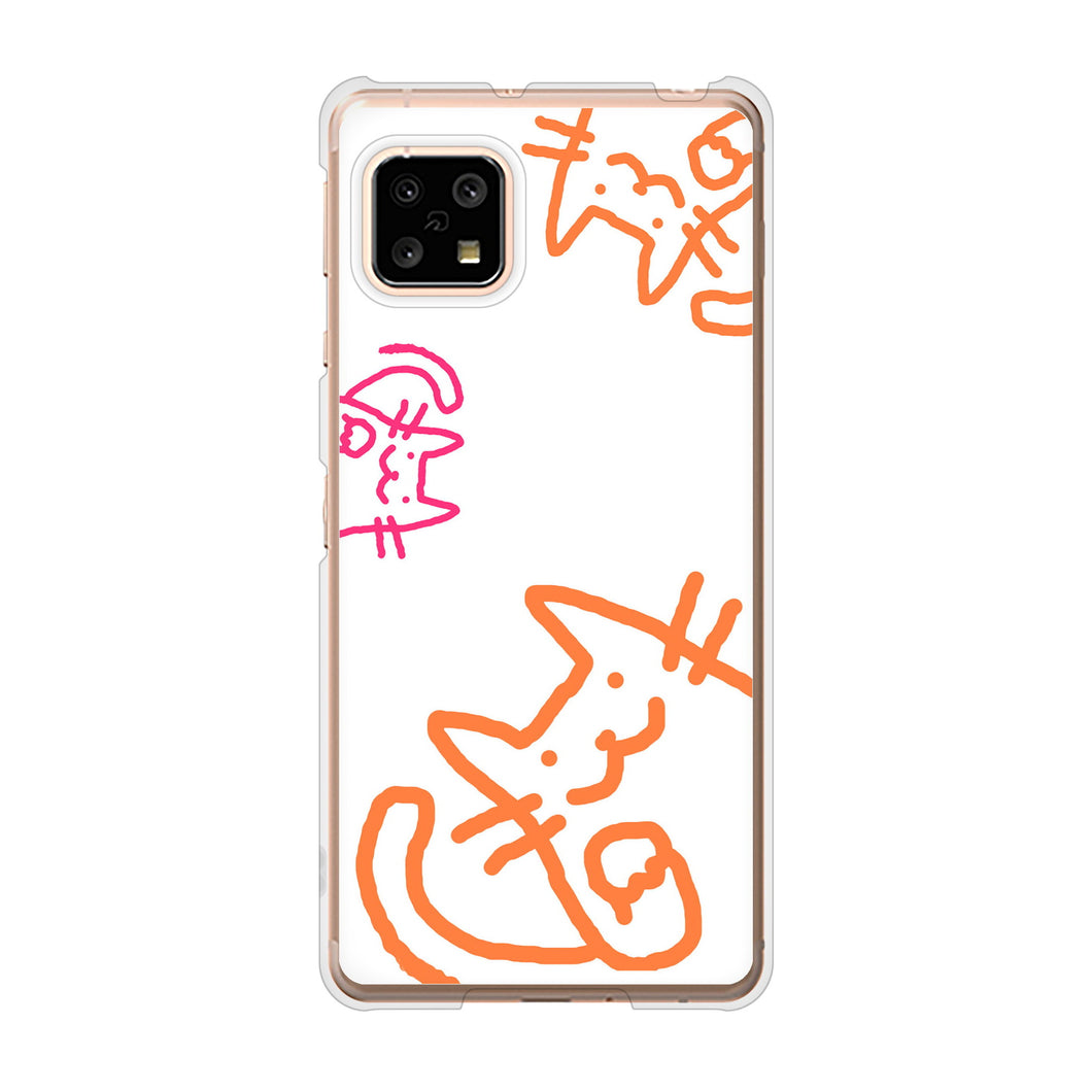 AQUOS sense4 SH-41A docomo 高画質仕上げ 背面印刷 ハードケース 【1098 手まねきする3匹のネコ】