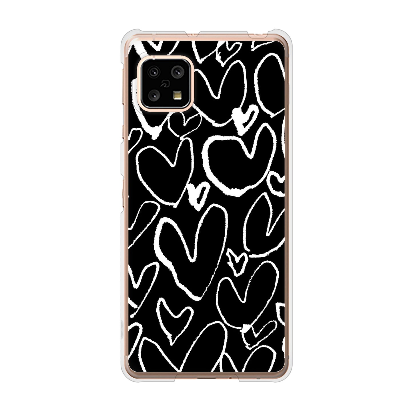 AQUOS sense4 SH-41A docomo 高画質仕上げ 背面印刷 ハードケース 【1124 ハート BK＆WH】