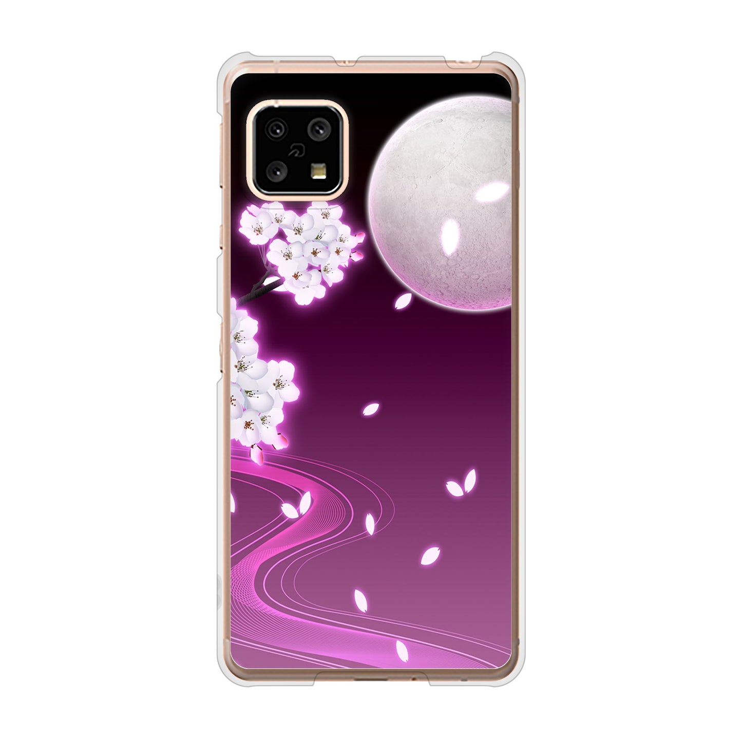 AQUOS sense4 SH-41A docomo 高画質仕上げ 背面印刷 ハードケース 【1223 紫に染まる月と桜】