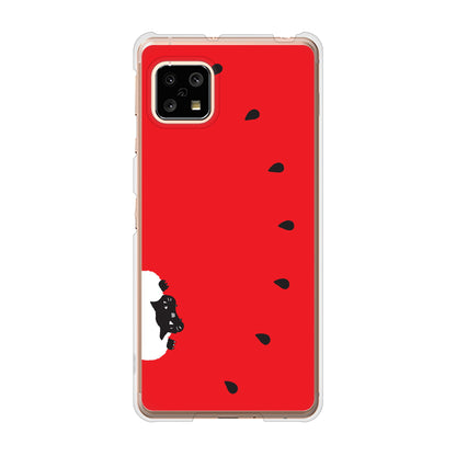 AQUOS sense4 SH-41A docomo 高画質仕上げ 背面印刷 ハードケース すいかをかじるネコ