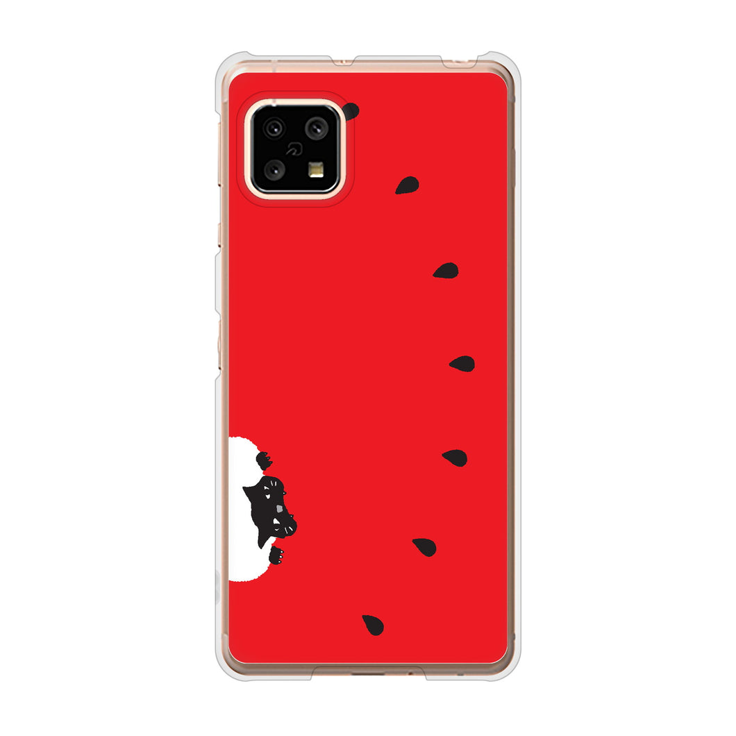 AQUOS sense4 SH-41A docomo 高画質仕上げ 背面印刷 ハードケース すいかをかじるネコ