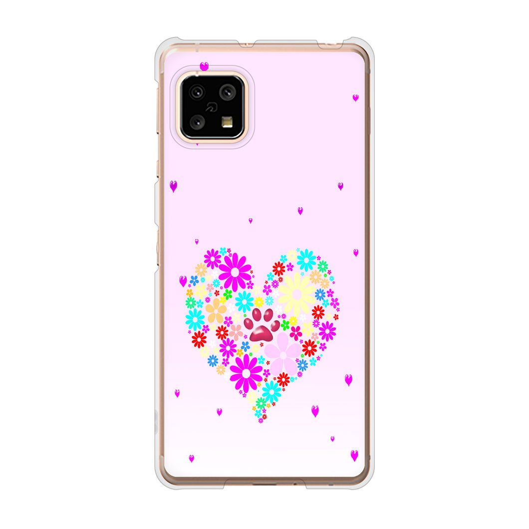 AQUOS sense4 SH-41A docomo 高画質仕上げ 背面印刷 ハードケース ハートと肉球
