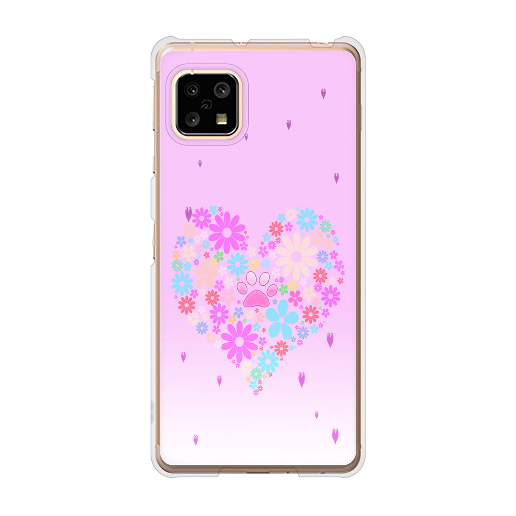 AQUOS sense4 SH-41A docomo 高画質仕上げ 背面印刷 ハードケース ハートと肉球
