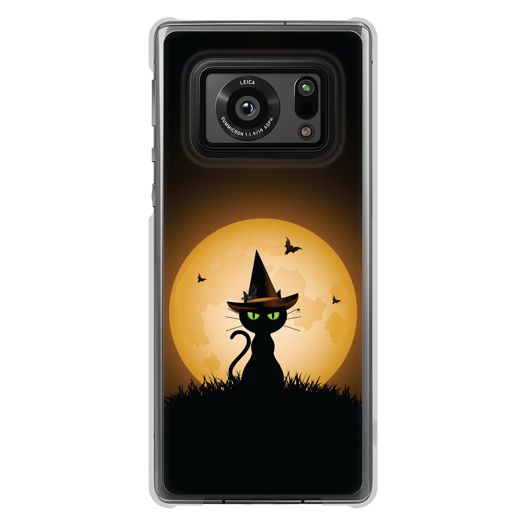 AQUOS R6 SH-51B 高画質仕上げ 背面印刷 ハードケース 夜とネコ